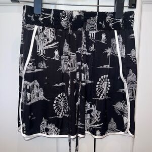 Maje Black and White High Waist Shorts